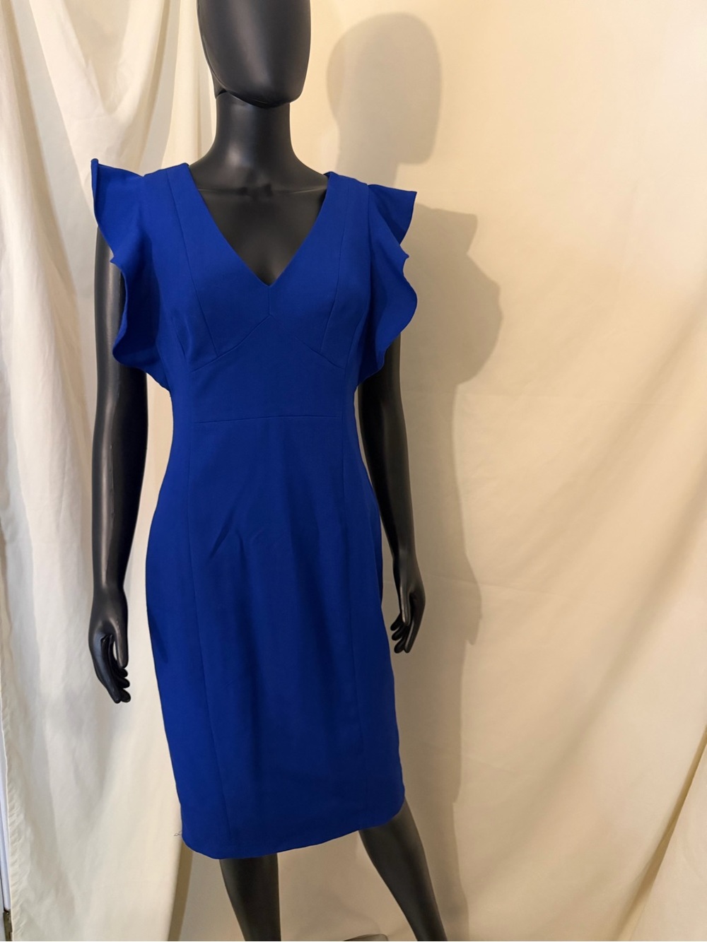 XOXO Classic V-Neck Ruffle Sleeve Dress in Royal Blue